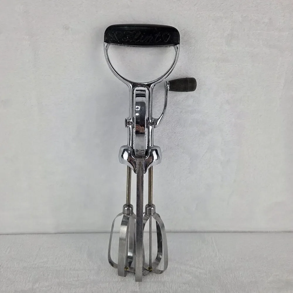 Vintage EKCO Flint Hand Crank Egg Beater Stainless Steel Manual Mixer MCM